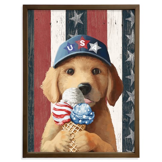 18" x 24" Patriotic Ice Cream Pup Framed Print